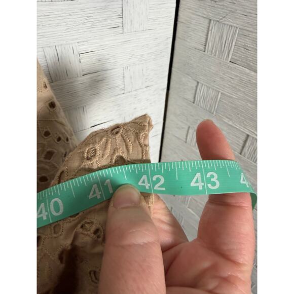 Talbots women’s dress V-neck tan eyelet aline feminine floral cotton plus size  - Picture 8 of 9